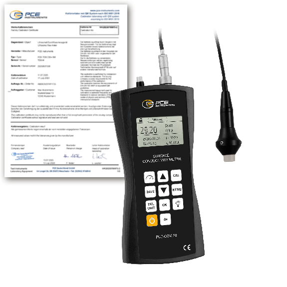 PCE Instruments Leitfähigkeitsmessgerät PCE-COM 20-ICA inkl. ISO-Zertifikat |Messfrequenz 60 kHz |Messsonde Ø14 mm-Beschreibung lesen