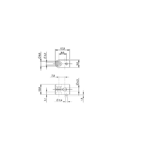 Bloc de serrage pour détecteur Ø4mm, PA 6, 17x12x9mm - BES 04,0-KB-1 (BAM0094)-Lire la description