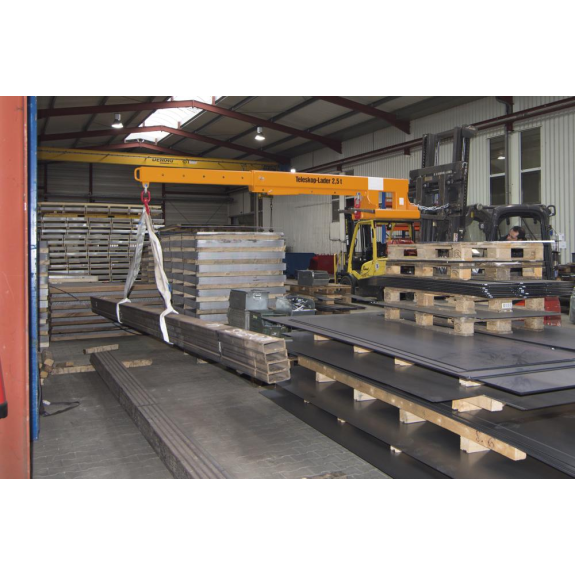 Teleskoplader max.3655mm Trgf.5000kg gelborange lack.f.Gabelstapler-Beschreibung lesen