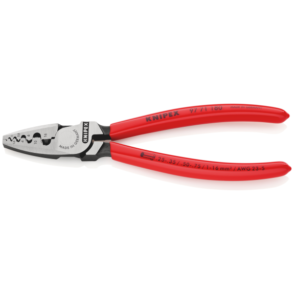 Aderendhülsenzange L.180mm 0,25-16,0 (AWG 23-5) mm² pol.Ku.-Überzug Aderendhülsenzange L.180mm 0,25-16,0 (AWG 23-5) mm² pol.Ku.-Überzug-Beschreibung lesen