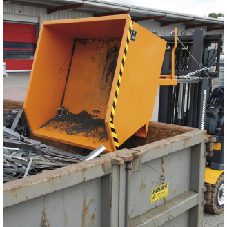 Spänebehälter 0,75m³ L1440xB1280xH680mm gelborange lack.Trgf.1000kg dop.BD-Beschreibung lesen