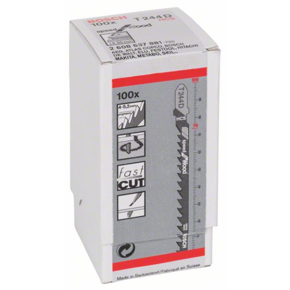 Stichsägeblt T 244 D Speed for Wood L.100mm Zahnteilung 4-5,2mm HCS 100er Pack-Beschreibung lesen