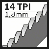 Säbelsägeblt S 522 BF L.100mm B.19mm TPI 14 1,8mm geschr.,gefr.5er Pk.
