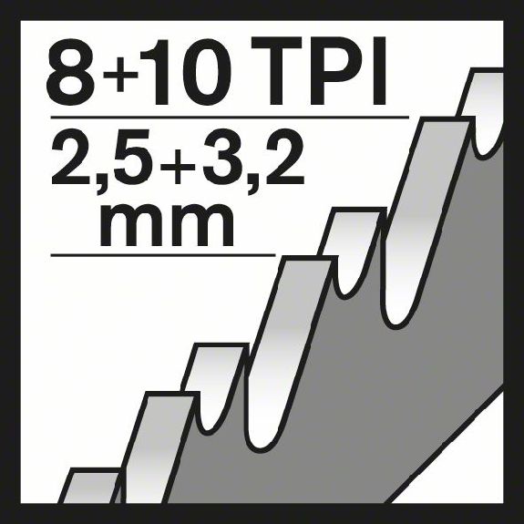 Säbelsägeblt S 1130 CF L.225mm B.22mm TPI 8+10 2,5+3,2mm 2x2 Geometrie 25 Pk.-Beschreibung lesen