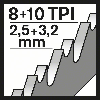 Säbelsägeblt S 1130 CF L.225mm B.22mm TPI 8+10 2,5+3,2mm 2x2 Geometrie 25 Pk.