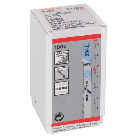 Stichsägeblt T 118B Basic for Metal L.92mm Zahnteilung 1,9-2,m HSS 100erPack-Beschreibung lesen