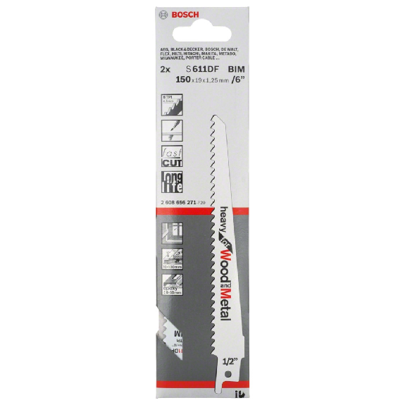 Säbelsägeblt S 611 DF L.150mm B.19mm TPI 6 4,m 2 St./Karte-Beschreibung lesen