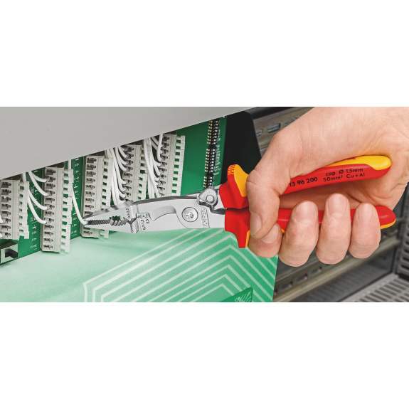 Elektroinstallionszange L.200mm pol.Mehrkomp.-Hülle o.Öffnungsf.-Beschreibung lesen
