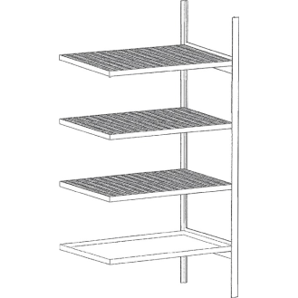 Kleingebinderegal B1000xT600xH2000mm Anbauregal 3 Gitter- 1 Wannenboden-Beschreibung lesen