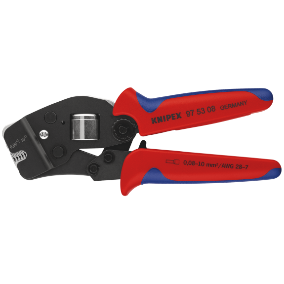 Crimpzange Gesamt-L.190mm 0,08-10,0 (AWG 28-7) mm² brün.Mehrkomp.-Hüllen-Beschreibung lesen