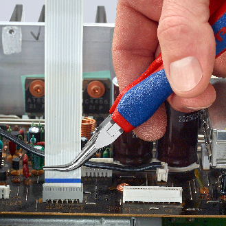 Elektronik-Greifzange Gesamt-L.145mm flachrunde Backen Form 8 Mehrkomp.-Hüllen-Beschreibung lesen