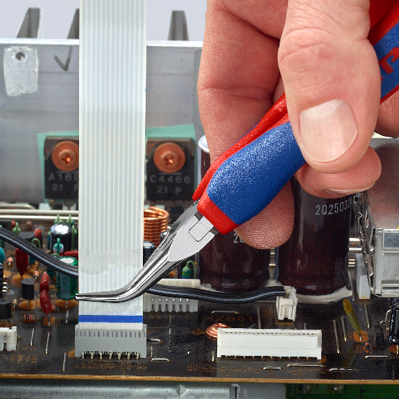Elektronik-Greifzange Gesamt-L.145mm flachrunde Backen Form 8 Mehrkomp.-Hüllen-Beschreibung lesen