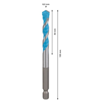 Steinbohrer Expert HEX-9 D.8mm Arbeits-L.50mm Gesamt-L.100mm 6-kant-Beschreibung lesen