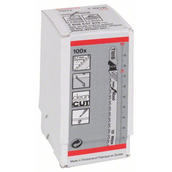 Stichsägeblt T 101 B Clean for Wood L.100mm Zahnteilung 2,7mm HCS 100er Pack-Beschreibung lesen