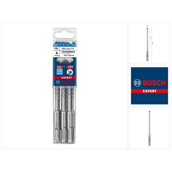 Hammerbohrer Expert SDS-7X D.6mm Arbeits-L.100mm L.165mm SDS-Plus 10 St.-Beschreibung lesen