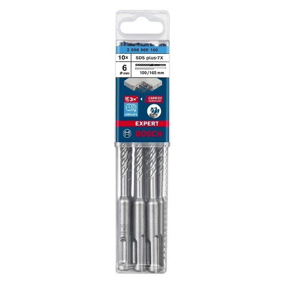 Hammerbohrer Expert SDS-7X D.6mm Arbeits-L.100mm L.165mm SDS-Plus 10 St.-Beschreibung lesen