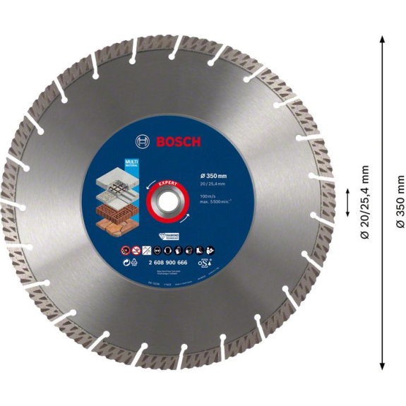 Bosch EXPERT MultiMaterial Trennscheiben, 350 x 20/25,40 x 3,3 x 15 mm-Beschreibung lesen