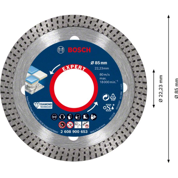 Bosch EXPERT HardCeramic Diamanttrennscheiben, 85 x 22.23 x 1,6 x 7 mm-Beschreibung lesen