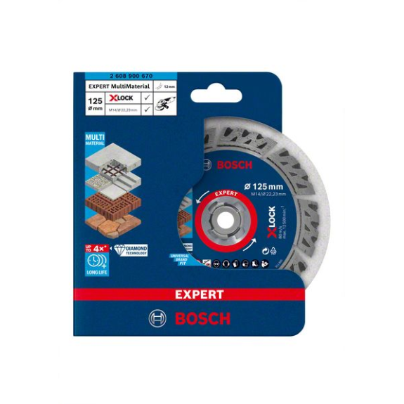 Bosch EXPERT MultiMaterial X-LOCK Diamanttrennscheiben, 125 x 22,23 x 2,4 x 12-Beschreibung lesen