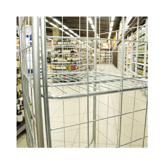 Roll conteneur 2 côtés électro-zingué avec roues polyamide-Lire la description