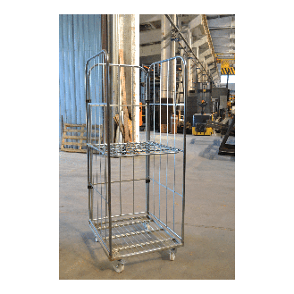 Roll conteneur 3 côtés électro-zingué PKM01-EZ - Roues Polyamide - 2 fixes & 2 piv avec frein-Lire la description