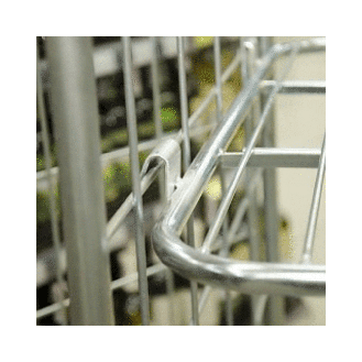 Roll conteneur 3 côtés électro-zingué PKM01-EZ - Roues Polyamide - 2 fixes & 2 piv avec frein-Lire la description