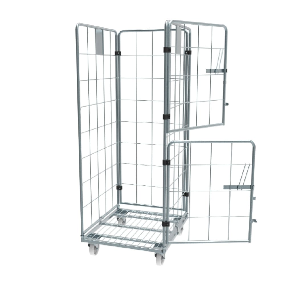 Roll conteneur 4 côtés 2 demi portes électro-zingué PKM01-EZ - Polyamide - 4 piv. dont 2 avec frein-Lire la description