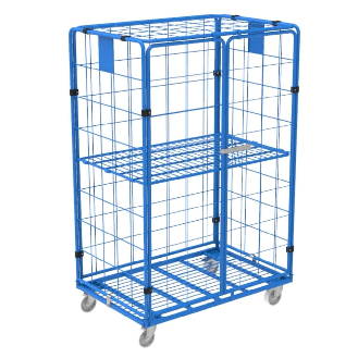 Roll conteneur 4 côtés avec double porte et roues en polyamide-Lire la description