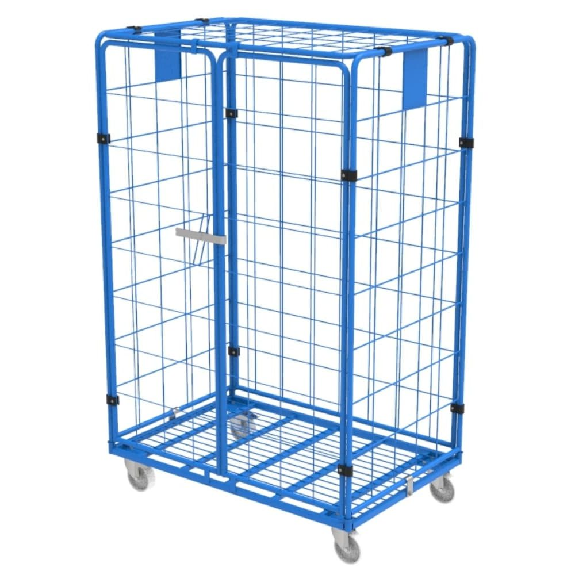 Roll conteneur 4 côtés avec double porte et roues en polyamide-Lire la description