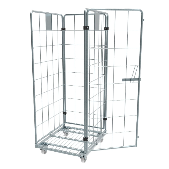 Roll conteneur 4 côtés 1 porte électro-zingué PKM01-EZ - Polyamide 4 piv. dont 2 avec frein-Lire la description