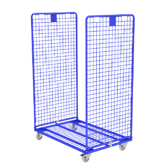 Maxi Roll conteneur 2 côtés sécurité antivol PKM10-RAL - Roues Polyamide - 2 fixes 2 piv. avec frein-Lire la description