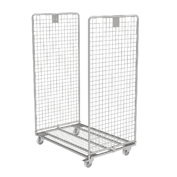 Maxi Roll conteneur 2 côtés sécurité antivol PKM10-EZ - Roues Polyamide - 2 fixes 2 piv. avec frein-Lire la description
