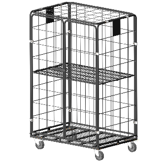 Roll conteneur 4 côtés avec double porte et roues polyamide-Lire la description