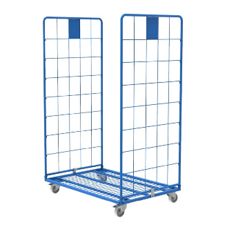 Maxi Roll conteneur 2 côtés peint PKM13-RAL - Roues Polyamide - 2 fixes & 2 piv avec frein-Lire la description
