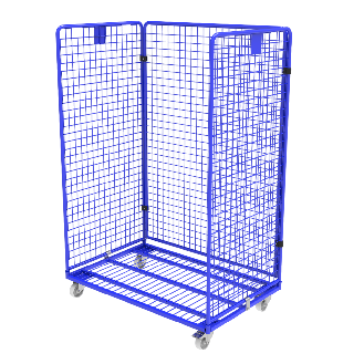 Maxi Roll conteneur 3 côtés sécurité antivol PKM10-RAL - Roues Polyamide - 2 fixes 2 piv. avec frein-Lire la description
