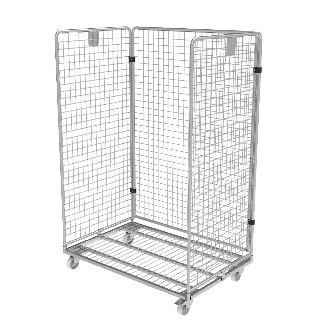 Maxi Roll conteneur 3 côtés sécurité antivol PKM10-EZ - Roues Polyamide - 2 fixes 2 piv. avec frein-Lire la description