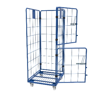 Roll conteneur 4 côtés 2 demi portes peint PKM01-RAL - Polyamide - 4 piv. dont 2 avec frein-Lire la description