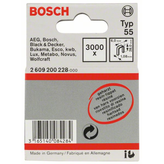 Schmalrückenklammer Typ 55, geharzt 6 x 1,08 x 28 mm, 3000er-Pack-Beschreibung lesen
