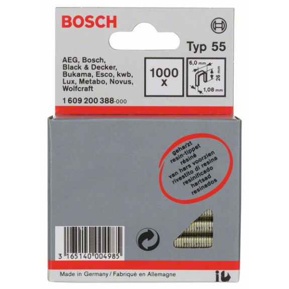 Schmalrückenklammer Typ 55, geharzt 6 x 1,08 x 26 mm, 1000er-Pack-Beschreibung lesen