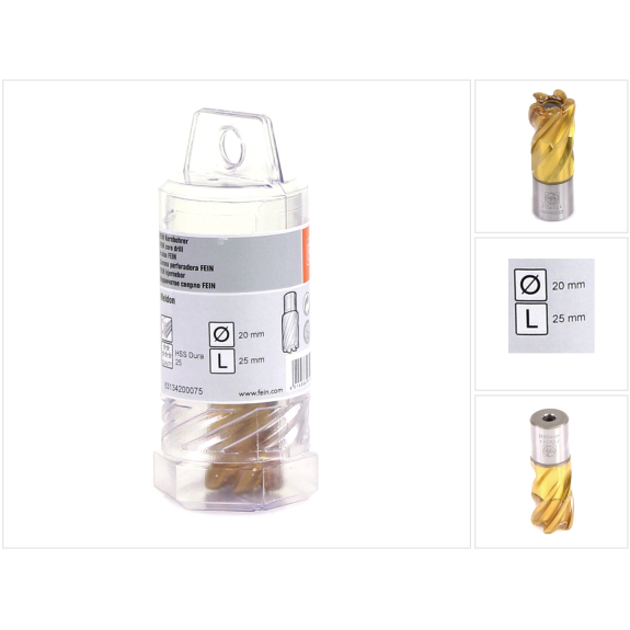 Fein HSS Dura 25 Kernbohrer mit 3/4 in Weldon-Aufnahme, Bohr- 20 mm-Beschreibung lesen