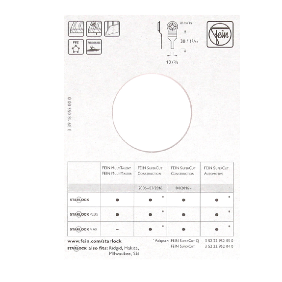 Fein E-Cut Long-Life-Sgeblatt, Lnge 30 mm, Breite 10 mm, VE 3 St, Aufnahme SL-Beschreibung lesen