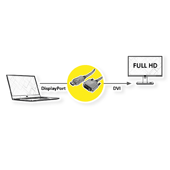 ROLINE DisplayPort Kabel DP ST - DVI ST, LSOH, schwarz, 1,5 m-Beschreibung lesen