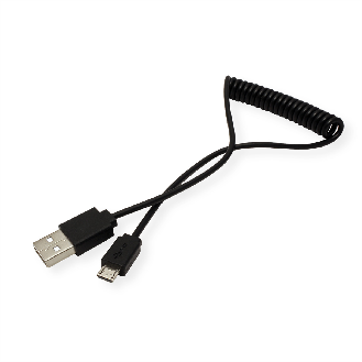 ROLINE USB 2.0 Spiralkabel, A - Micro B, ST/ST, 1 m-Beschreibung lesen