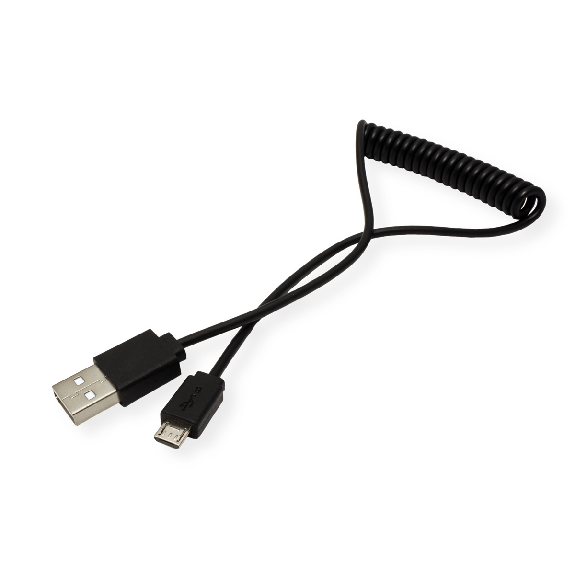 ROLINE Câble spirale USB 2.0, A - Micro B, M/M, 1 m ROLINE Câble spirale USB 2.0, A - Micro B, M/M, 1 m-Lire la description