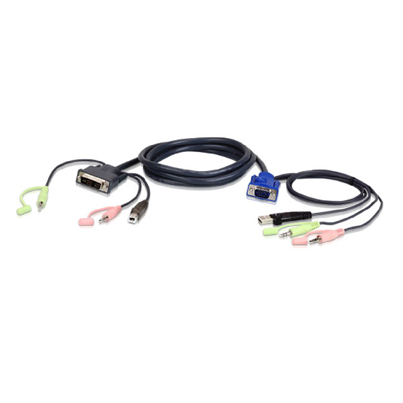ATEN 2L-7DX2U Câble KVM VGA vers DVI 1,8m, noir, 1,8 m-Leer más