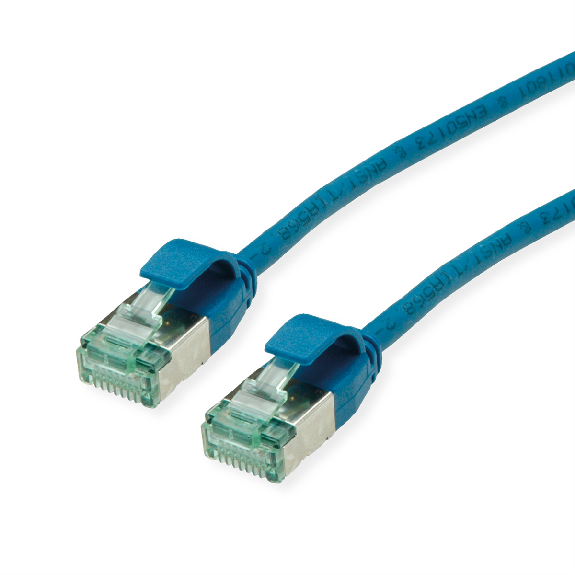 ROLINE RM Cordon DataCenter U/FTP Cat.6A (Classe EA), slim, bleu, 1 m-Leer más