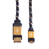 ROLINE GOLD Câble USB 2.0, USB A mâle - Micro USB B mâle, 0,8 m