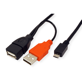 ROLINE USB 2.0 Y-Kabel, 2x Typ A (ST / BU) - Micro B ST, 1m-Beschreibung lesen