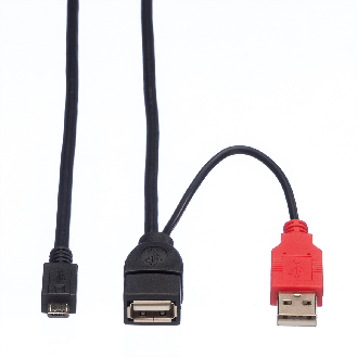 ROLINE USB 2.0 Y-Kabel, 2x Typ A (ST / BU) - Micro B ST, 1m-Beschreibung lesen