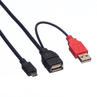 ROLINE USB 2.0 Y-Kabel, 2x Typ A (ST / BU) - Micro B ST, 1m-Beschreibung lesen